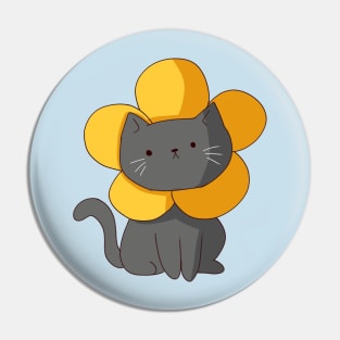 Gray cat flower illustration Pin