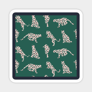 Pink and Teal Leopard Silhouettes Magnet