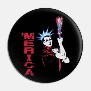 Merica Statue of Liberty 4th Of July Independence Day Sarcasm Pin