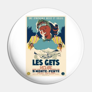 Les Gets, une symphonie neige et soleil, Ski Poster Pin