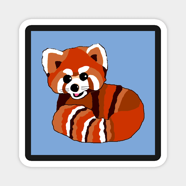 Red panda print on blue Magnet by bettyretro