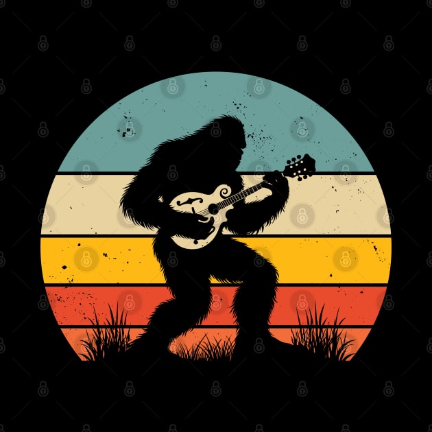 Bigfoot Sasquatch Playing Mandolin Vintage Music Lover by Cuteness Klub