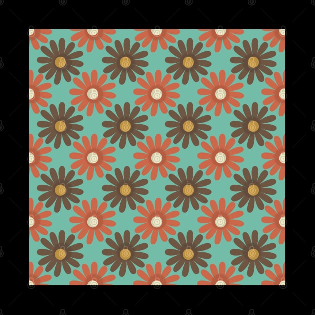 Retro Daisies Pattern in Green by aybe7elf