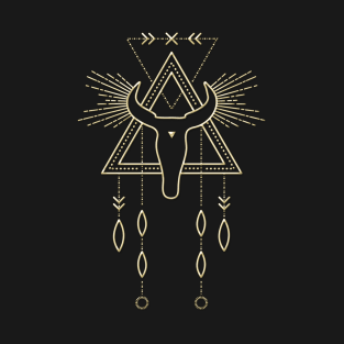 Golden Minimalist Line Art Tribal Shaman T-Shirt