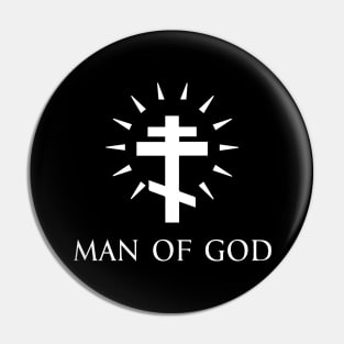 Man Of God - Orthodox Cross - White - Christian Series 8W Pin