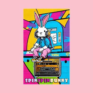 SpinSpinBunny Animated Bunny with Headphones T-Shirt