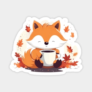 Cute Autumn Fox Coffee Break Magnet