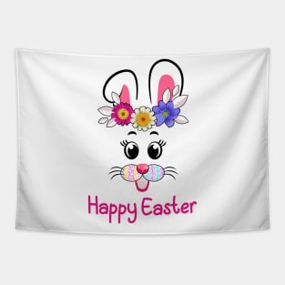 Funny Happy Easter Bunny Rabbit Face Easter Day Women Girls Tapestry