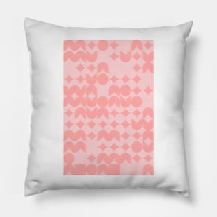 Girly Pinkish Geometric Pattern - Flowers & Stars #15 Pillow