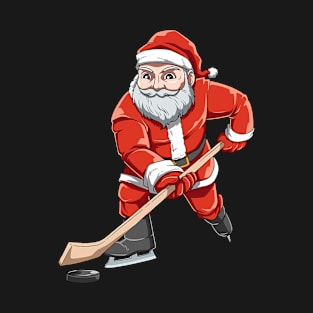 Santa Playing Hockey Christmas Gift For Hockey Players T-Shirt