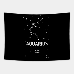 Aquarius Zodiac Sign Constellation (White Print) Tapestry