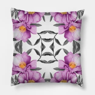 purple floral botanical print Pillow