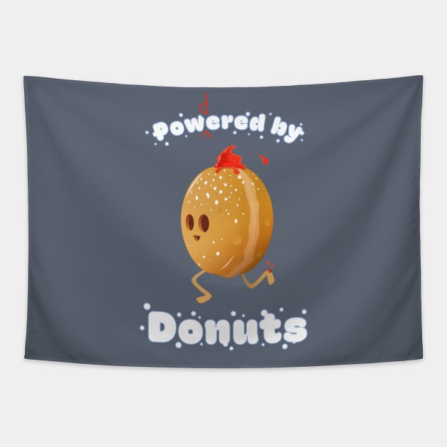 Powered (Powdered) by Donuts Tapestry by 9bitshirts