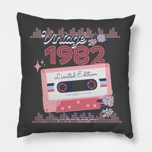 Vintage 1982 Limited Edition Music Cassette Birthday Gift Pillow