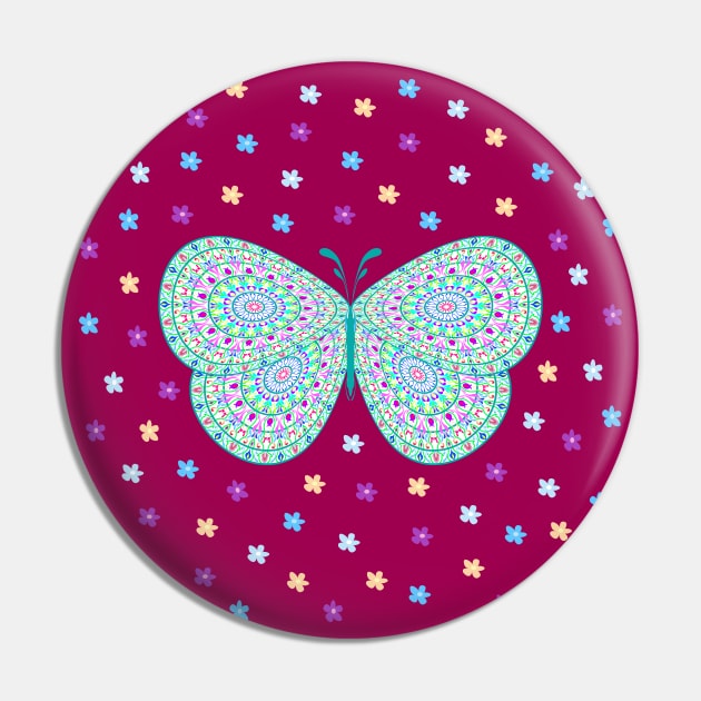 Flowery Butterfly Pin by mkbl