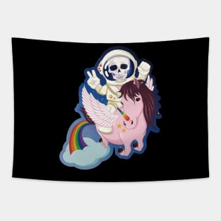 Skull unicorn rider Tapestry