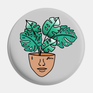 Monstera Plant Lady with Tattoos Pin