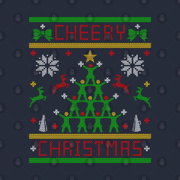 Cheerleader Cheering Ugly Christmas Sweater Design by TeeCreations