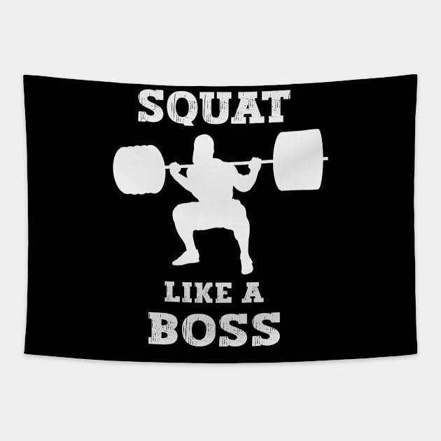 'Squat Like Boss' Design for Gym Tapestry by BushidoThreads