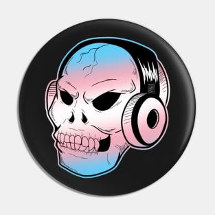 Trans Pride Fanged Skull Pin