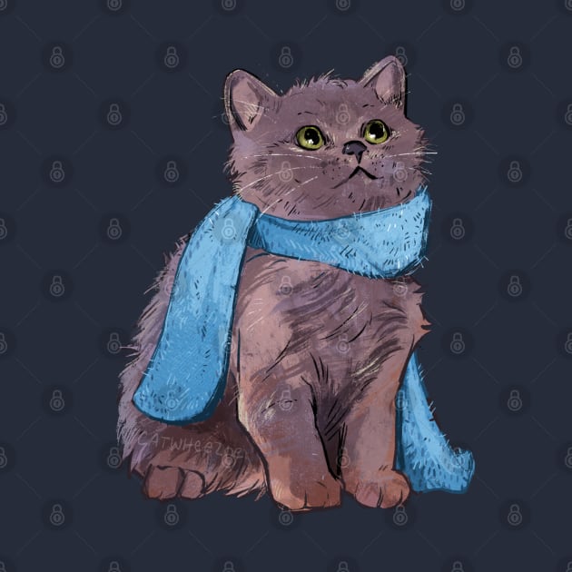 Russian Blue Kitten with a Scarf by Catwheezie