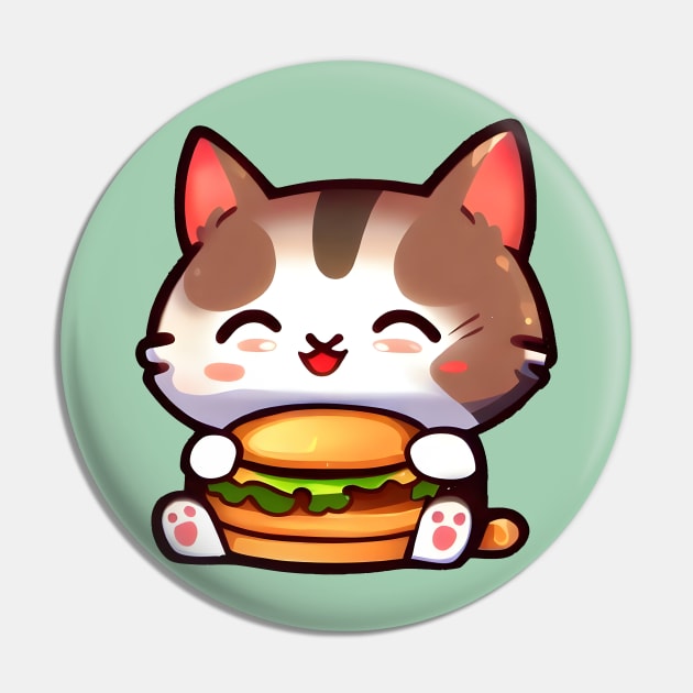 a cute cat holding a burger Pin by Arteria6e9Vena