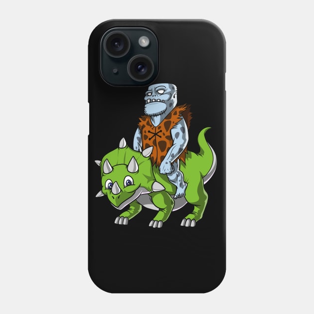 Zombie Riding Triceratops Dinosaur Phone Case by underheaven