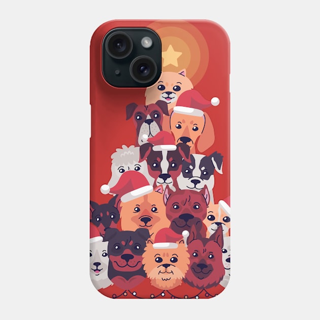 Christmas dog tree Phone Case by CatsAndDogs