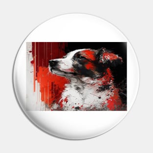 Abstract Splash Painting Of A Dog In Black And Red Colours Pin