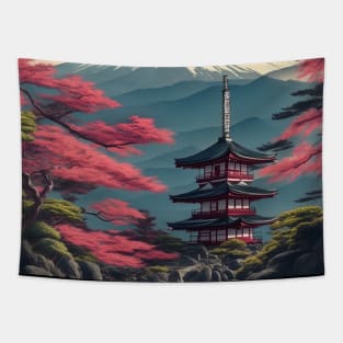 Serene Mount Fuji Sunset - Peaceful River Scenery Tapestry