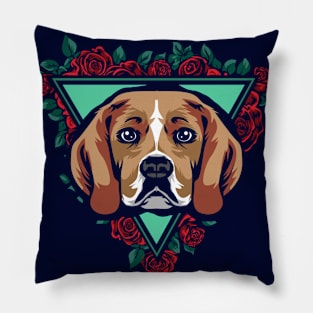 Beagle in  rose Pillow