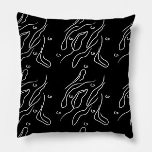 Black background with white lines Pillow