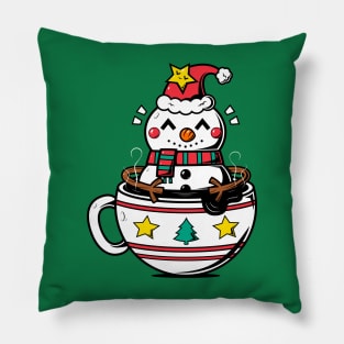 Snowman in a Cup Pillow