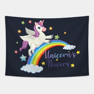 Unicorn power sign on white background Tapestry