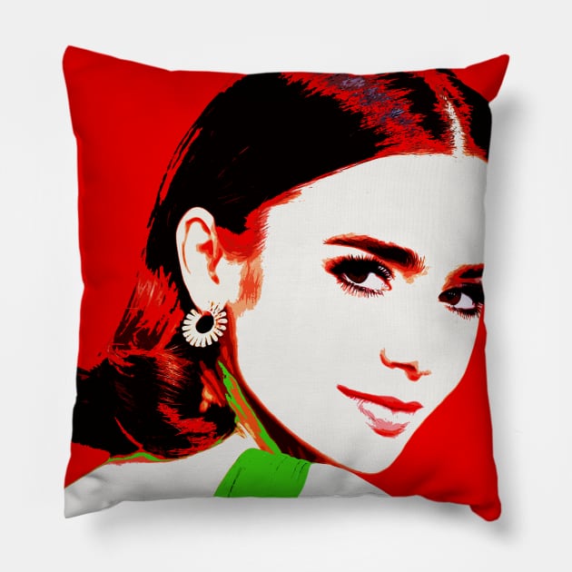 lily collins Pillow by oryan80