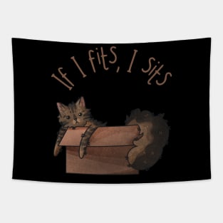 If I Fits i Sits - Tabby Cat Tapestry