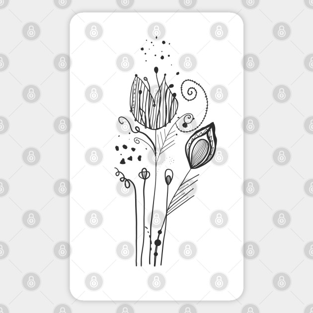 Summer Time Abstract Black Flowers Tatto Design Sticker