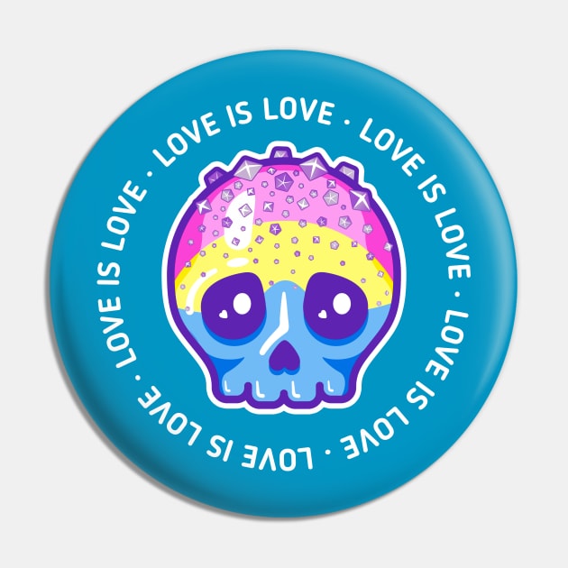 Pansexual pride skull - Love is love Pin by Sugar & Bones