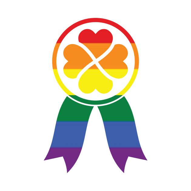 LGBTQ Clover Heart Ribbon Badge St. Patrick's Day Design for LGBTQ Parade on St. Patrick's Day by SiGo