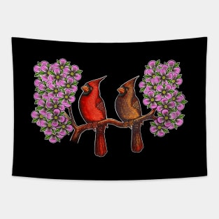 Red Cardinal bird dogwood flower North Carolina Virginia Tapestry