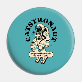 Astronaut Black Cat in blue Pin