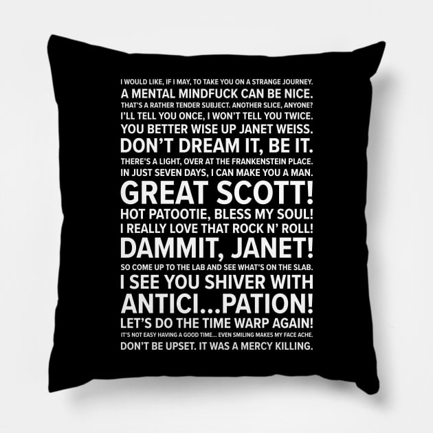 Rocky Horror Quotes Pillow by barberdesigniow