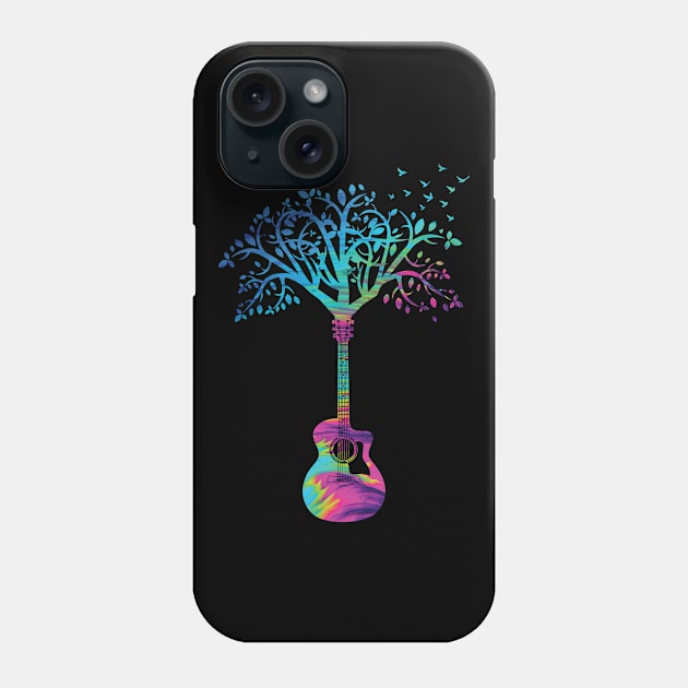 Acoustic Guitar Tree Abstract Texture Theme Phone Case by nightsworthy