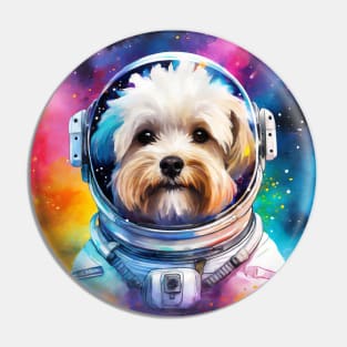 Rainbow Galaxy Astronaut Bichon Pin