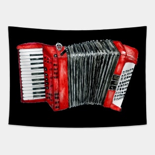 Red Retro Accordion Tapestry