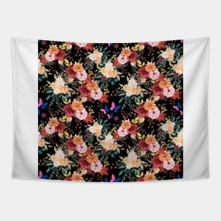 Fall flowers and butterflies surface pattern Tapestry
