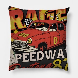 The Rage II speedway vintage racing distressed retro poster Pillow