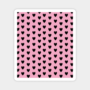Black Hearts, Polka Dots, Pattern on Blush Pink Magnet