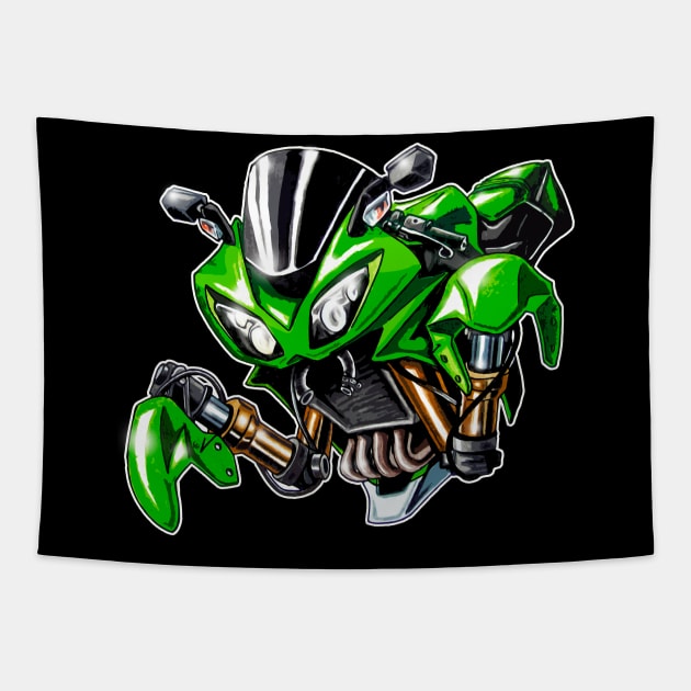 Kawasaki ZX10R Mantide Green Tapestry by MOTORIND