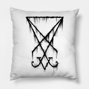 Lucifer Sigil - The Devil's Symbol Black Grunge Pillow